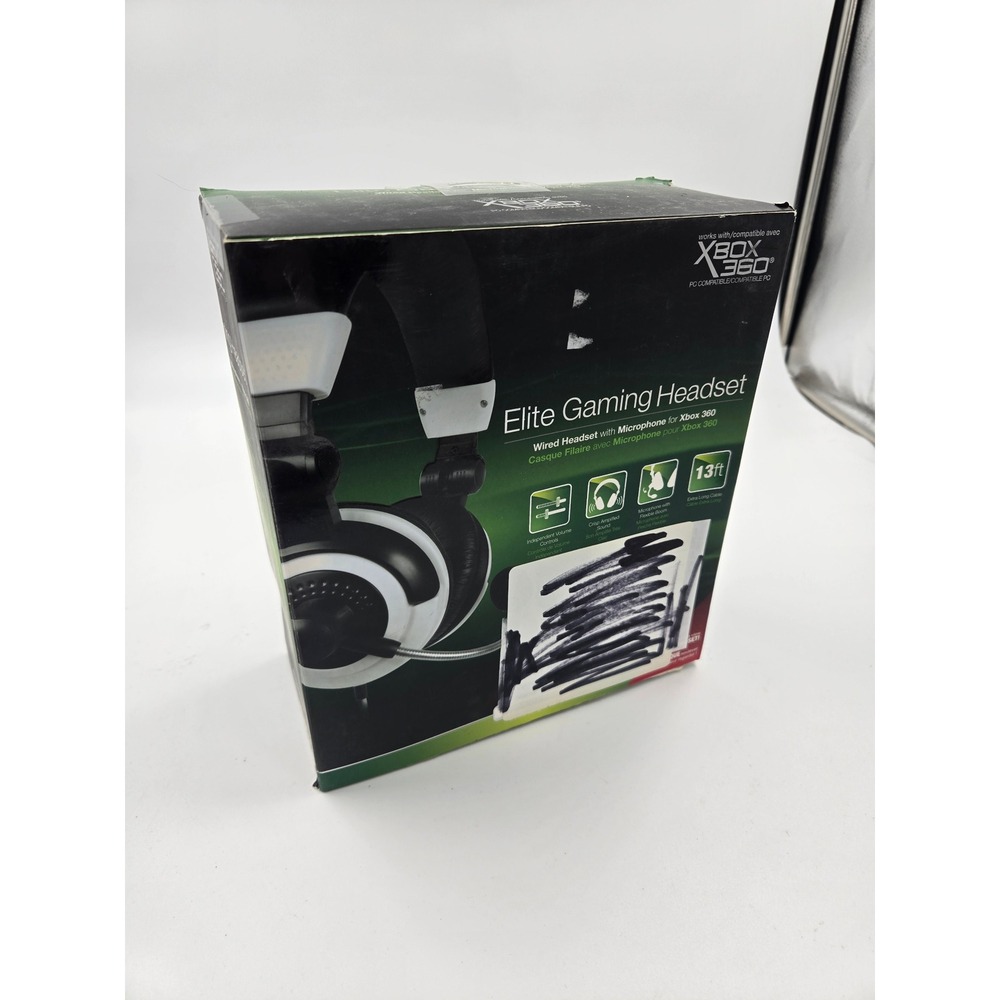 dreamGEAR Elite Gaming Headset Wired for Xbox 360 PC Black White DG-360-1234